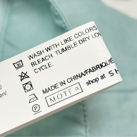 MOTF Women’s Blue High Rise Linen Blend Tie Front Cuffed Shorts Size Small - Picture 9 of 10